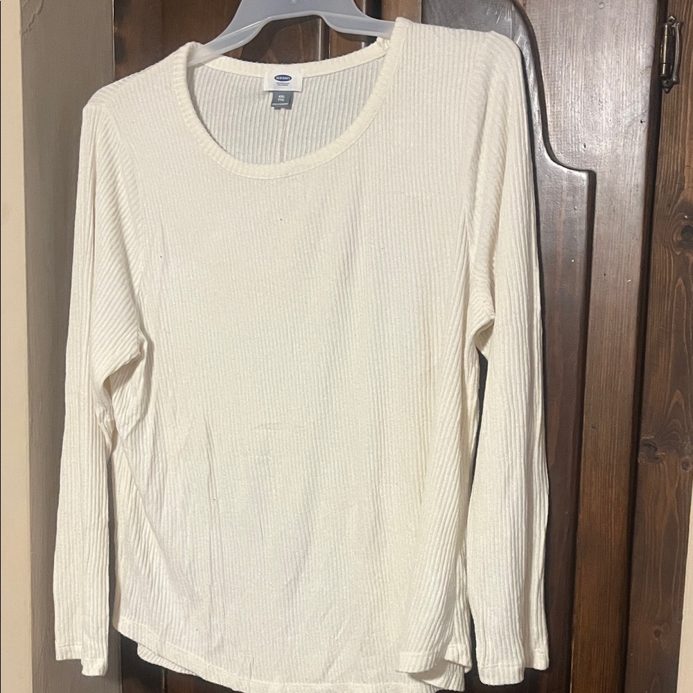 Old Navy Off-White Ribbed Long Sleeve Tee